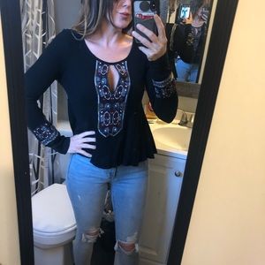 RARE! Free people embroidered thermal